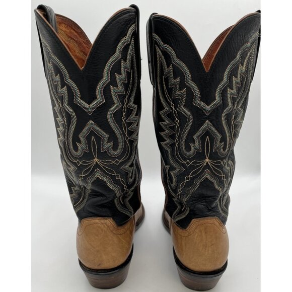 Lucchese 2000 Men’s Size 8D Black Tan Ostrich Leather Western Cowboy Boots - Picture 5 of 14